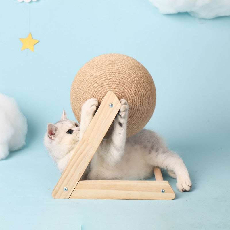 Cat Scratching Ball Wood Stand Pet Furniture Sisal Rope Ball Toy Kitten Climbing Scratcher Grinding Paws Scraper Toys For Cats - RY MARKET PLACE