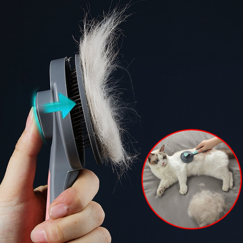 Kimpets Cat Comb Dog Hair Remover Brush Pet Grooming Slicker Needle Comb Removes Tangled Self Cleaning Pet Supplies Accessories - RY MARKET PLACE