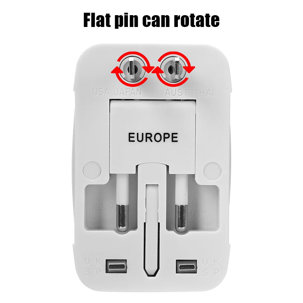 International Plug Adapter AC Power Charger Adapter All in One 2 USB Port AU US UK EU Converter World Travel Universal