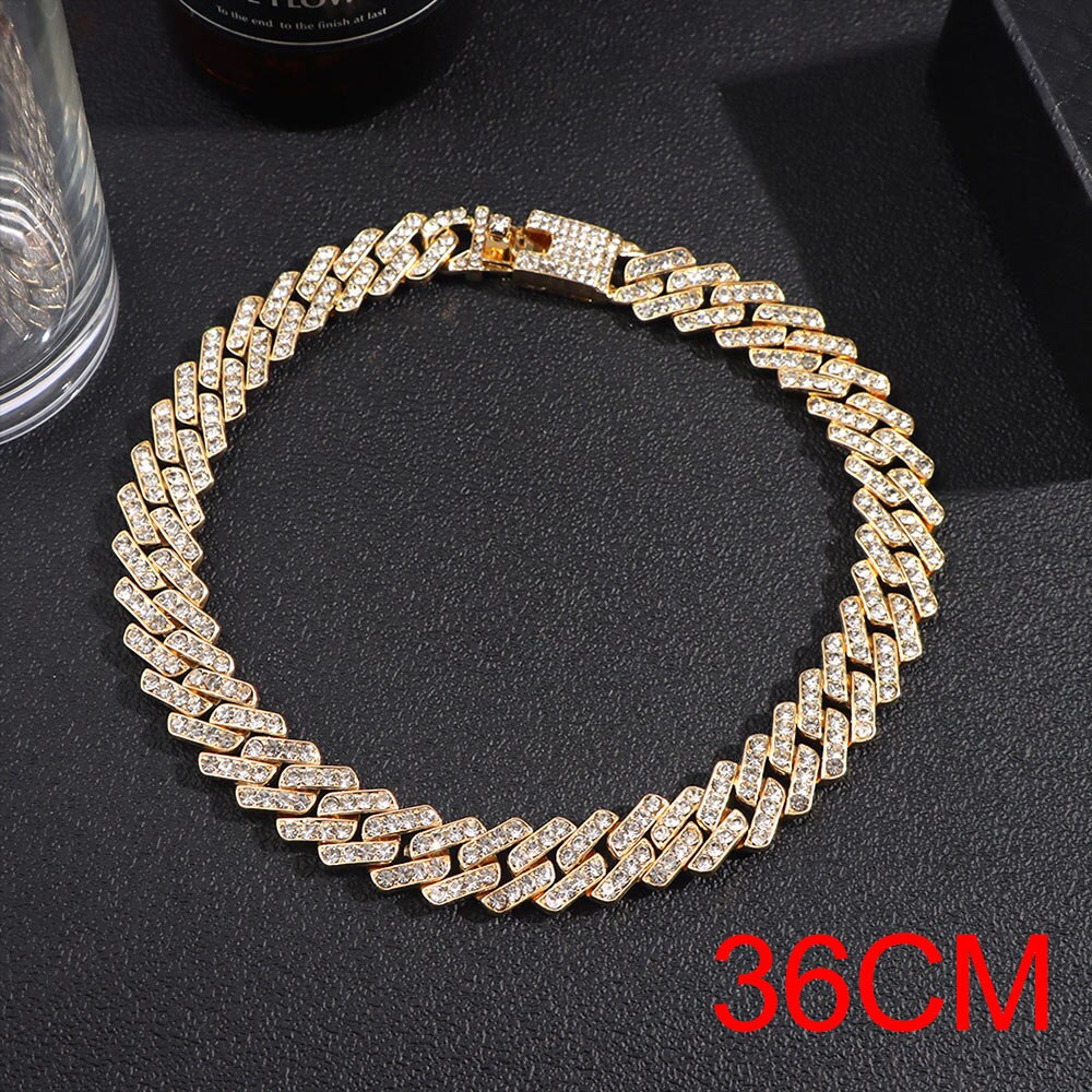 15mm Cuban Link Chains Necklace Fashion Hiphop Jewelry For Women Men Bling Iced Out  Full Rhinestone Rapper Necklaces Collar - RY MARKET PLACE