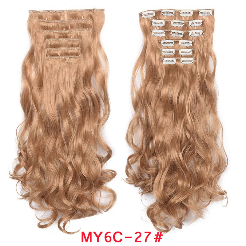 Clip In Hair Extension 20Inch 16 Clips Long Synthetic Hair Heat Resistant Hairpiece Natural Wavy Ombre Hair Piece 6Pcs/Set LIHUI - RY MARKET PLACE