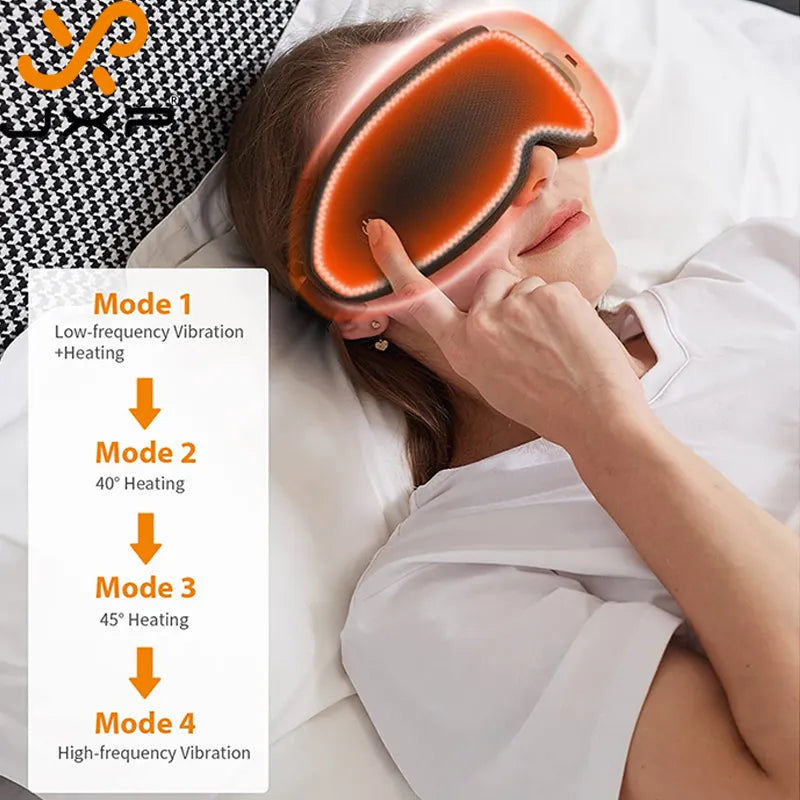 JXP Hot Compress Eye Massage with Heat Vibration Sleep Mask Air Pressure Blackout 3D 3 In 1 Charger Dry Eye Massager Instrument - RY MARKET PLACE