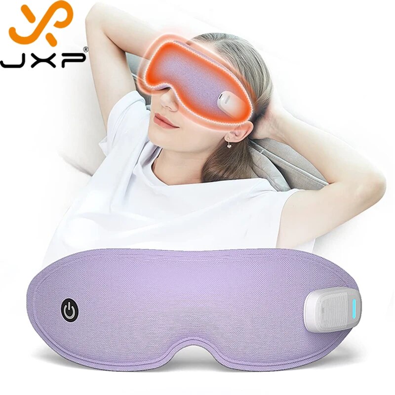 JXP Hot Compress Eye Massage with Heat Vibration Sleep Mask Air Pressure Blackout 3D 3 In 1 Charger Dry Eye Massager Instrument - RY MARKET PLACE