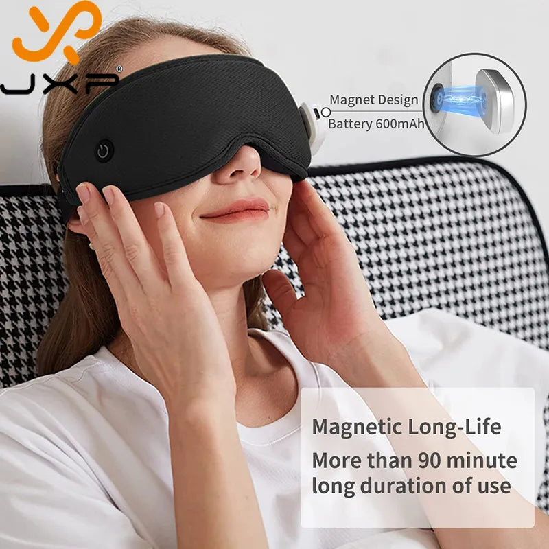 JXP Hot Compress Eye Massage with Heat Vibration Sleep Mask Air Pressure Blackout 3D 3 In 1 Charger Dry Eye Massager Instrument - RY MARKET PLACE