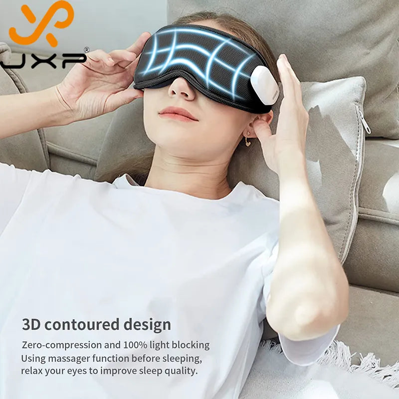 JXP Hot Compress Eye Massage with Heat Vibration Sleep Mask Air Pressure Blackout 3D 3 In 1 Charger Dry Eye Massager Instrument - RY MARKET PLACE