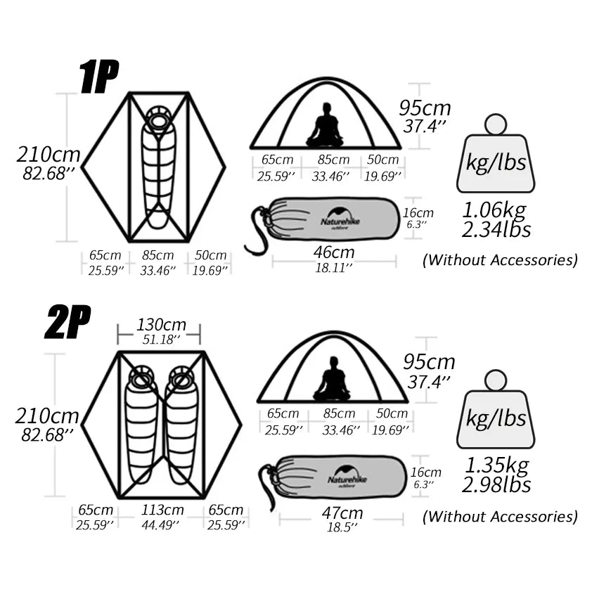 Naturehike Tent VIK Ultralight Camping Tents 1person 2person Cycling Tent Waterproof portable Travel Tent - RY MARKET PLACE