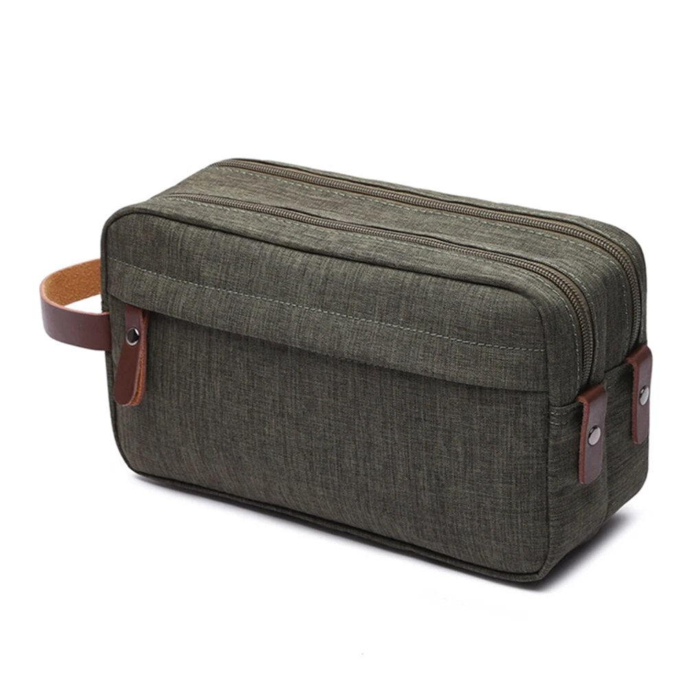 New Casual Canvas Cosmetic Bag with Leather Handle Travel Men Wash Shaving Women Toiletry Storage Waterproof Organizer Bag 2023 - RY MARKET PLACE