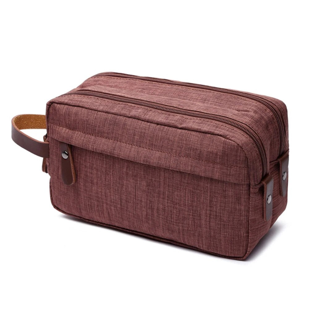 New Casual Canvas Cosmetic Bag with Leather Handle Travel Men Wash Shaving Women Toiletry Storage Waterproof Organizer Bag 2023 - RY MARKET PLACE