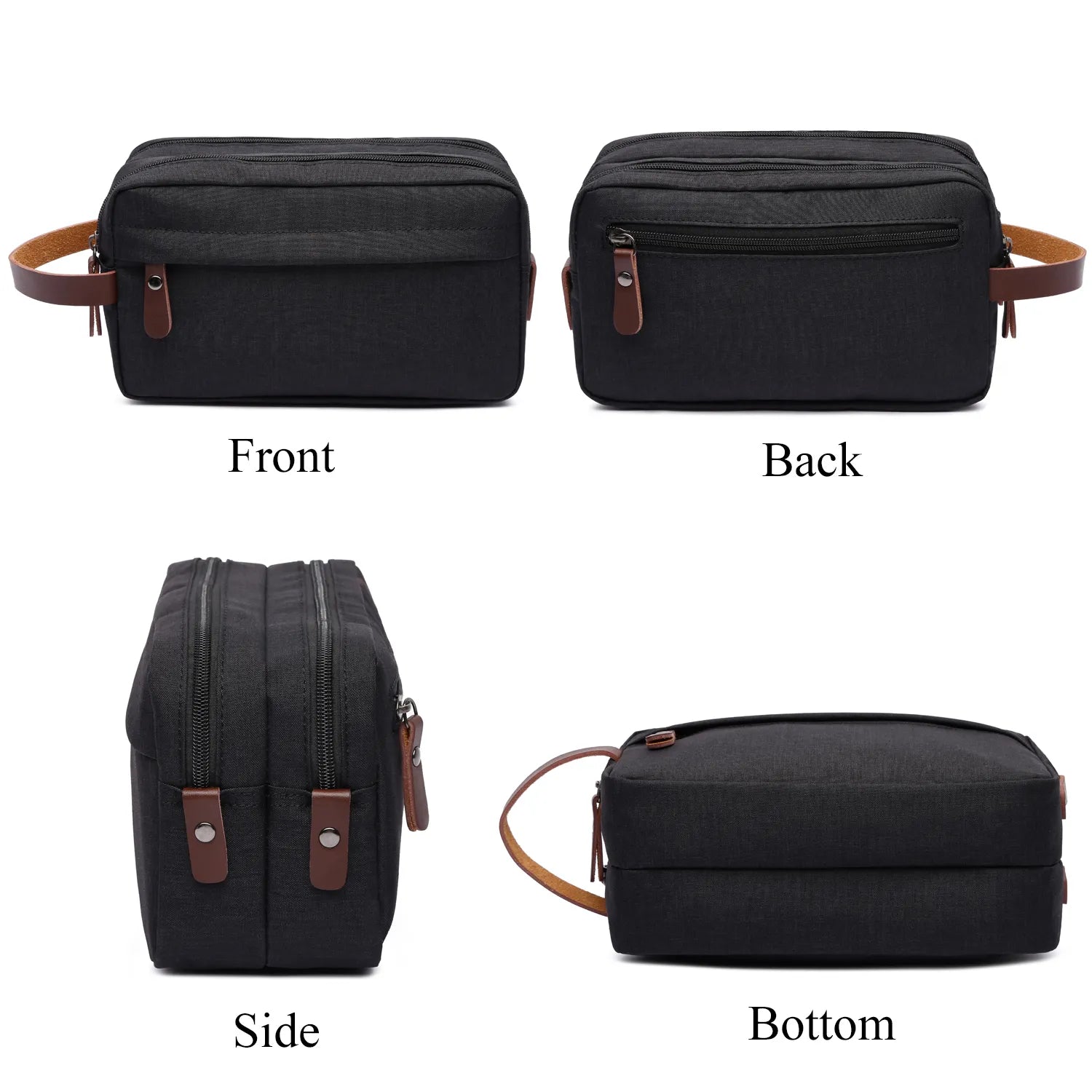 New Casual Canvas Cosmetic Bag with Leather Handle Travel Men Wash Shaving Women Toiletry Storage Waterproof Organizer Bag 2023 - RY MARKET PLACE