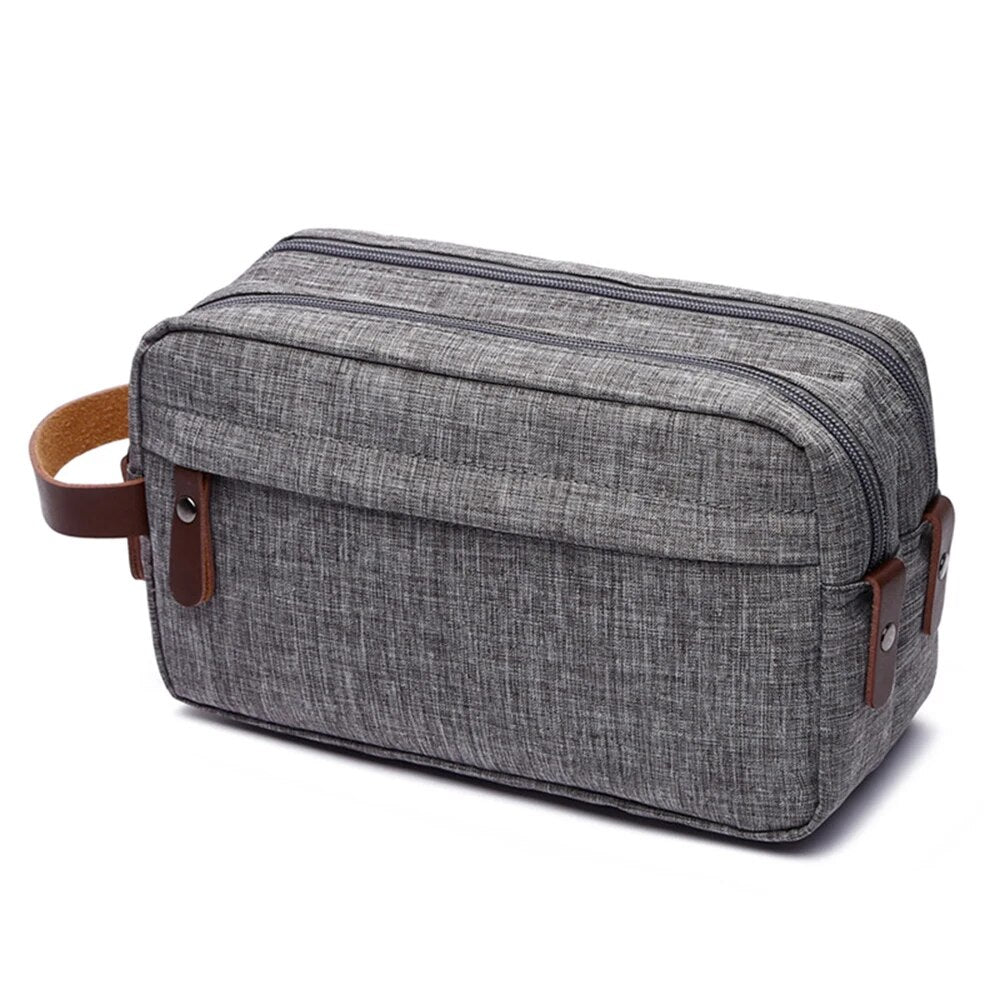 New Casual Canvas Cosmetic Bag with Leather Handle Travel Men Wash Shaving Women Toiletry Storage Waterproof Organizer Bag 2023 - RY MARKET PLACE