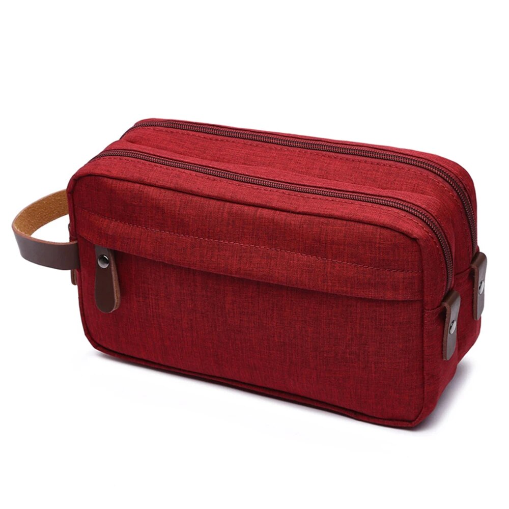 New Casual Canvas Cosmetic Bag with Leather Handle Travel Men Wash Shaving Women Toiletry Storage Waterproof Organizer Bag 2023 - RY MARKET PLACE