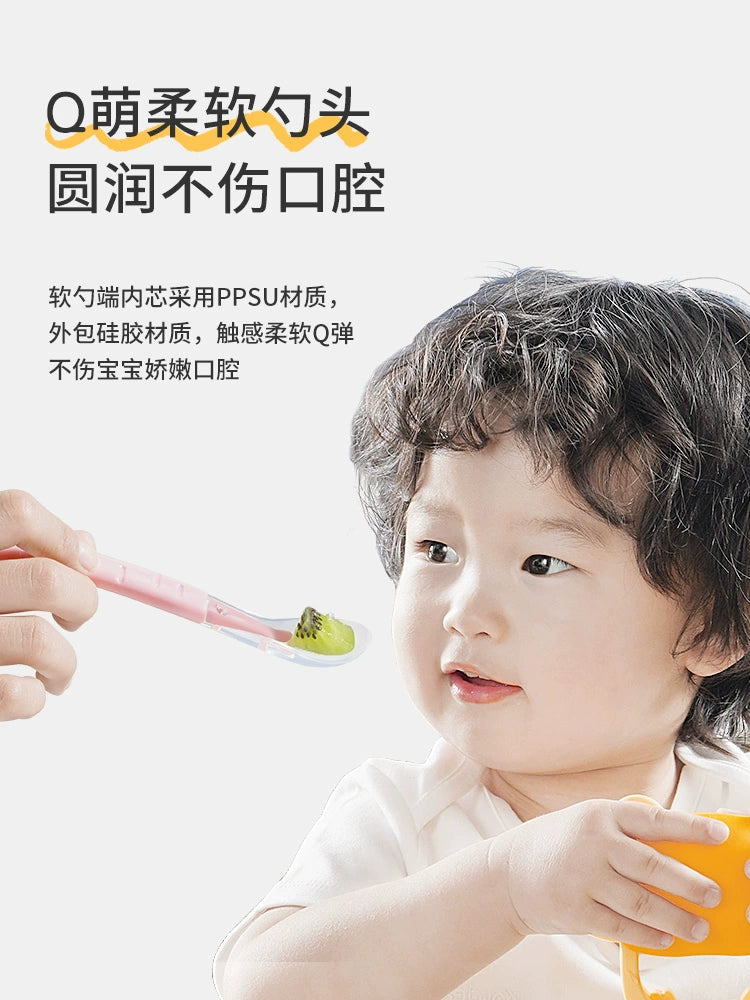 Baby Serrated Double-Headed Mud Scraper Baby Solid Food Tableware Children Fruit Digging Mud Scraper Spoon Eating Apple Butter Tools