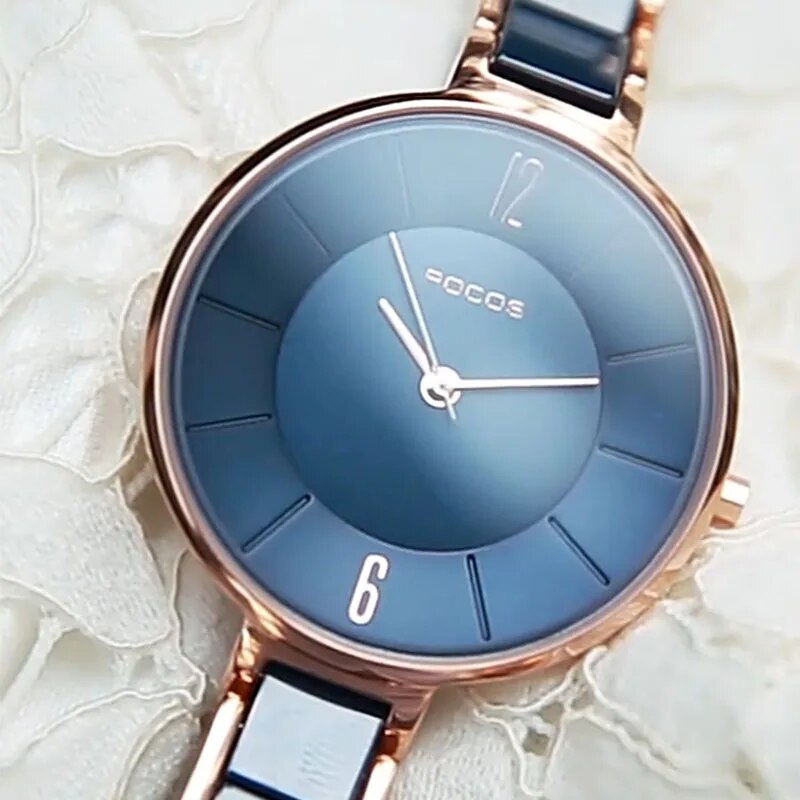 ROCOS Women's Ceramic Fashion Quartz Watch Elegant Luxury Ladies Watches Waterproof Quartz Watch for Women Slim Ceramic Clock - RY MARKET PLACE