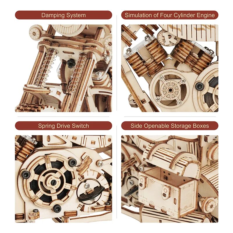 Robotime Motorcycle Puzzle 3D Wooden DIY Children Game Assembly Wood Model Kit Building Blocks Decoration for Gift - RY MARKET PLACE