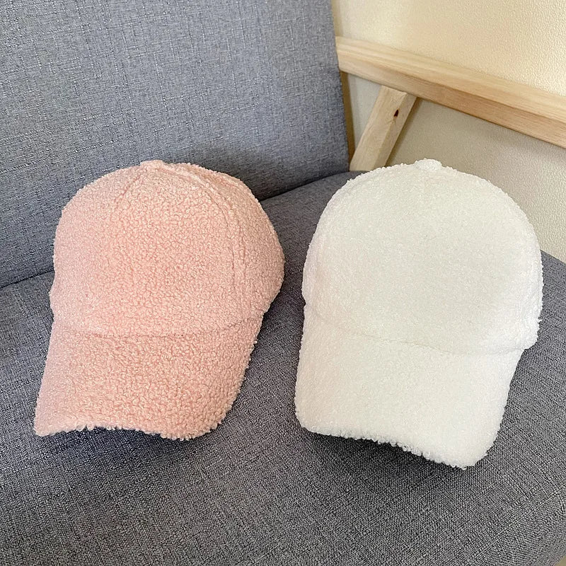 New Winter Women Baseball Cap Artificial Lamb Wool Hats Version Tide Warm Cap Plush Baseball Caps Autumn Baseball Cap