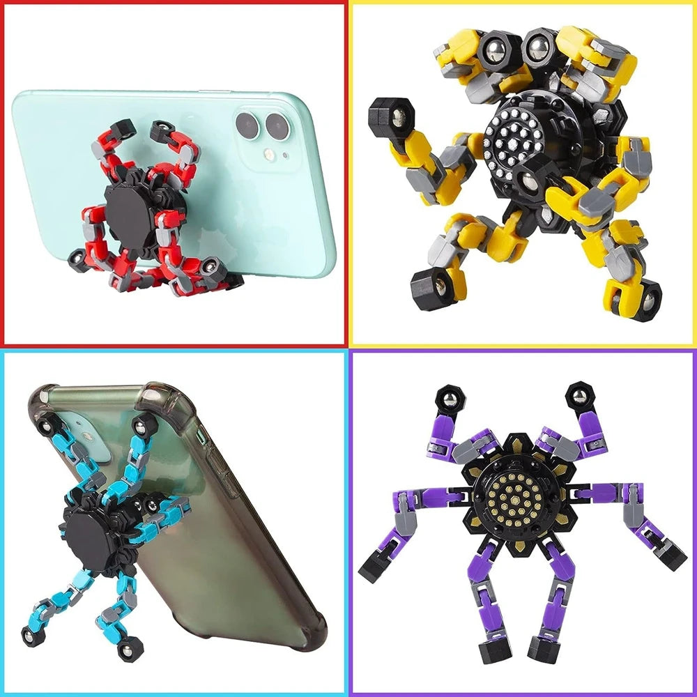 4PCS Transformable Fidget Spinners Stress Relief Sensory Toys Fingertip Gyros Spinner Party Favors for ADHD Autism Kids Adults