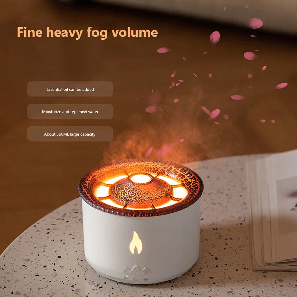 Jellyfish Flame Air Humidifier 320ML Electric Aroma Diffuser Lava Volcano Design Flame Effect Air Diffuser Mist Maker Machine