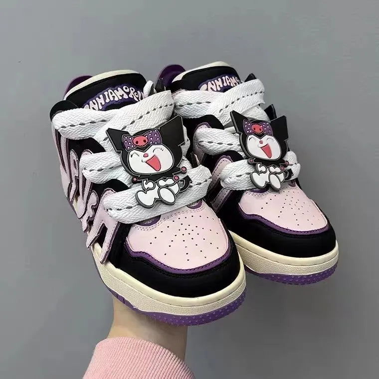 Hello Kitty Winter Women 'S Shoes kuroumi Platform Stitching Letter Shoes Bread Skateboard Shoes Fashion Casual Shoes