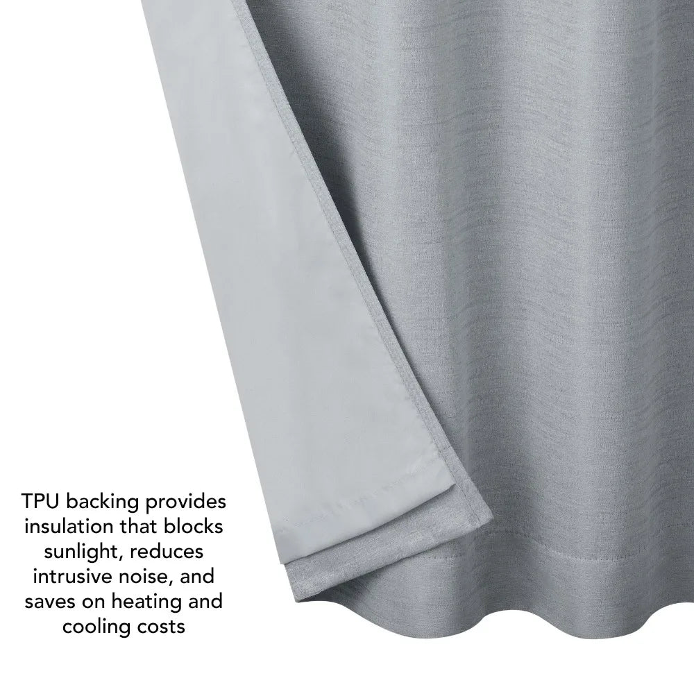 Blackout Window Curtain Panels with Tiebacks, Back Tab, Light Grey, 38" x 108" curtains for living room