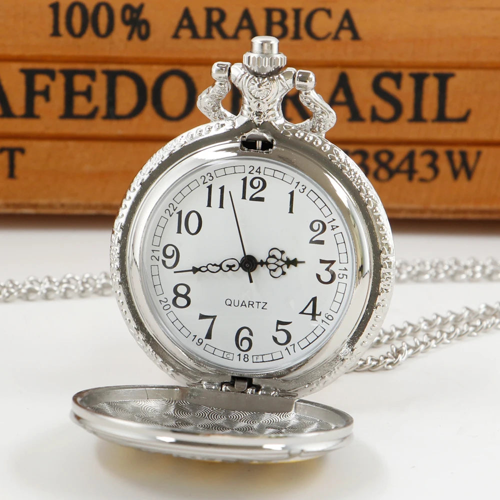 Best Gifts Steampunk Quartz Watches Fashion Silver Tone Dad Quartz Pocket Watch for Father Dady Father's Day Daddy Men's Clock