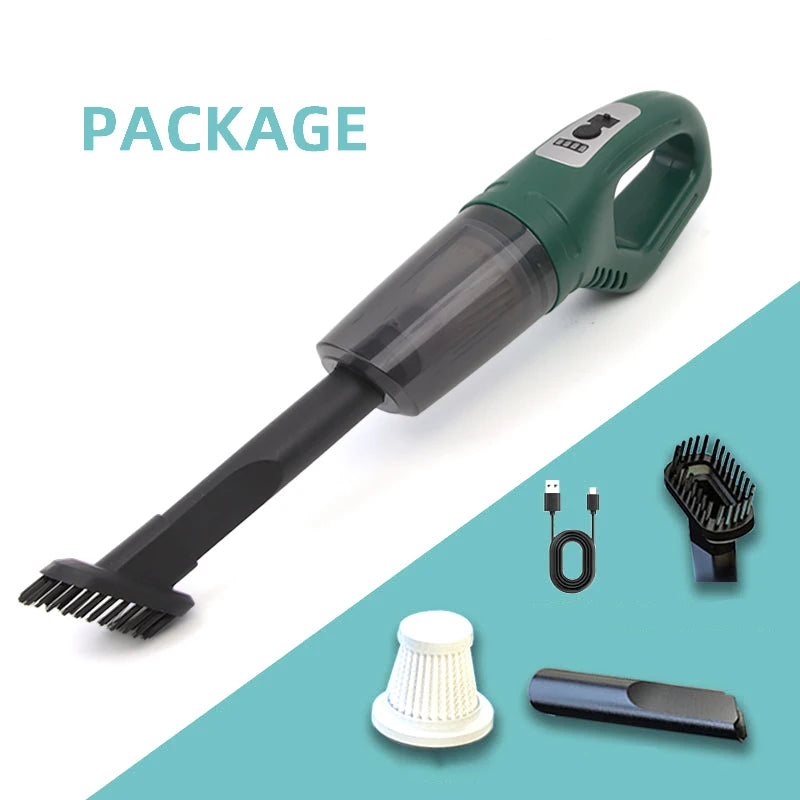 1 Set Handheld Car Vacuum Cleaners High Suction Car and Household Dual Purpose Charging Green Small Wireless Vacuum Cleaner