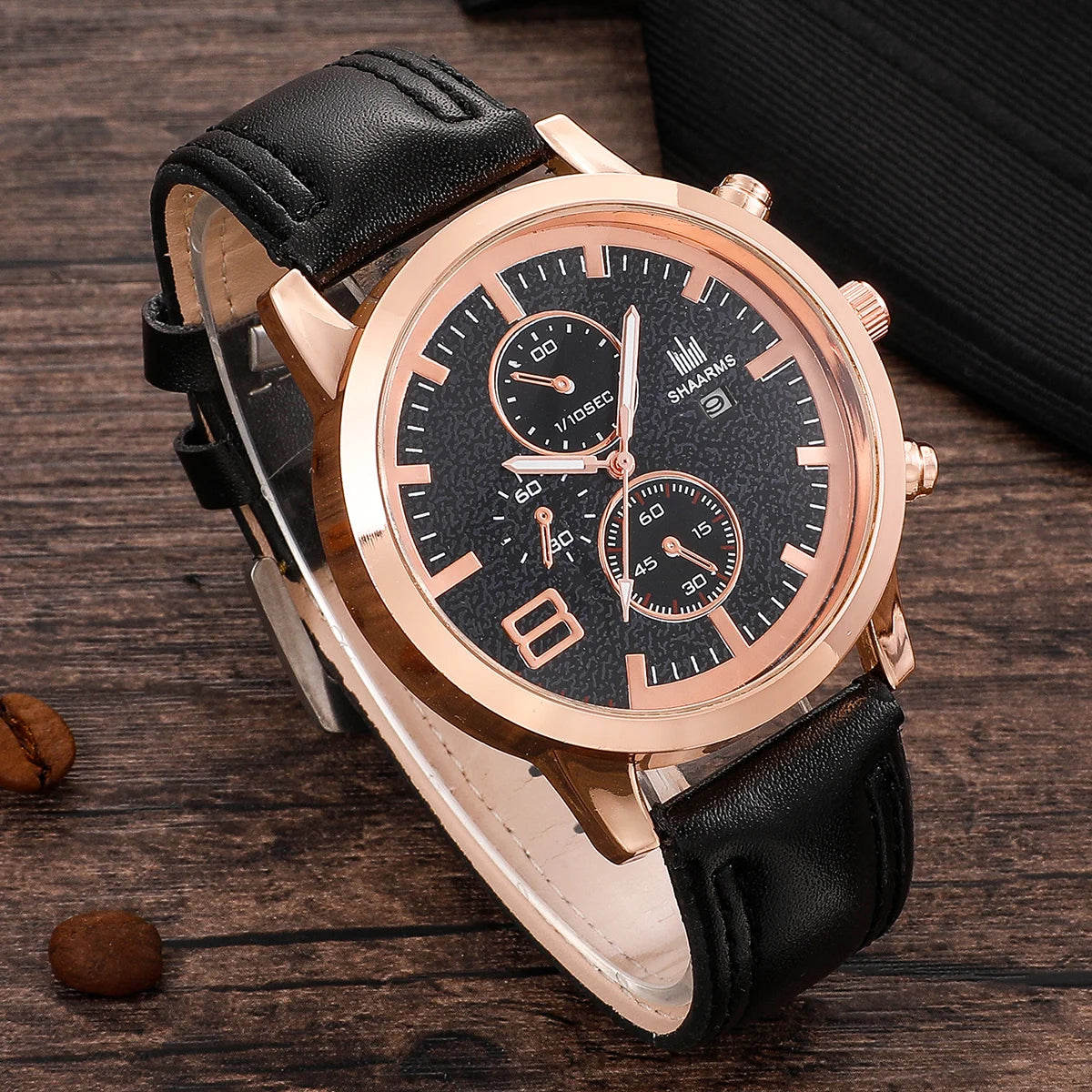 Men's Watch+Wallet+Belt Set Male's Gift for Father's Day Birthday Gift 3pcs/set Casual Quartz Watch PU Strap Good-looking JAN88