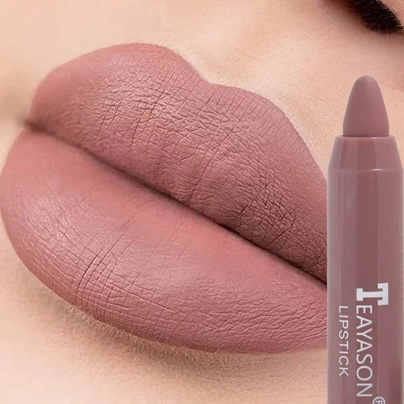 Nude Velvet Matte Lipstick Long Lasting Waterproof Color Rendering Non-stick Cup Lip Glaze Lips Liner Pencil  Woman Cosmetics