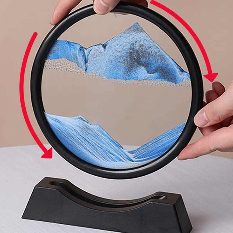 7inch Hourglass 3D Art Painting Moving Sand Art Picture Round Glass  Sandscape In Motion Display Flowing Sand Frame Home Decor - RY MARKET PLACE