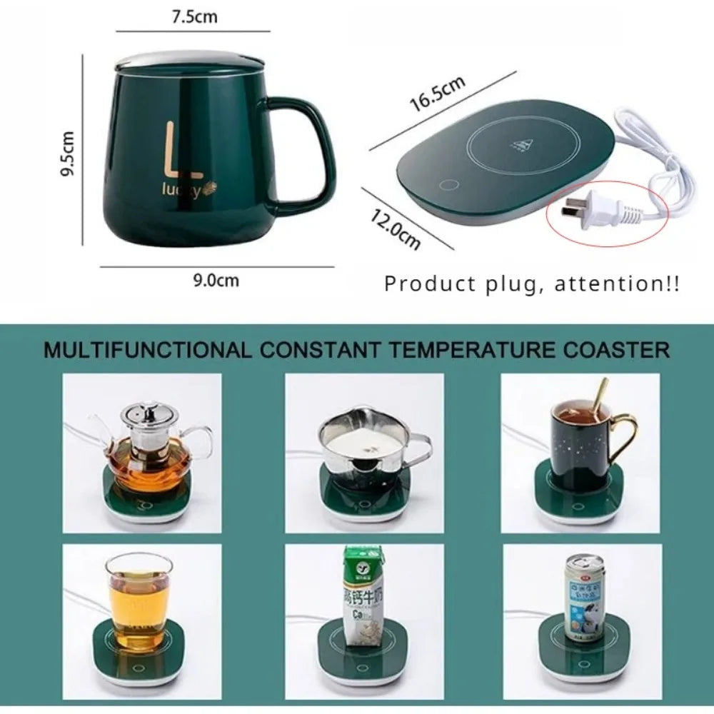 Constant Temperature Cup Creative Heating Coffee Mug Warmer Smart Vacuum Cup 55℃ Explosion Proof Heater Gift Set for Home Office