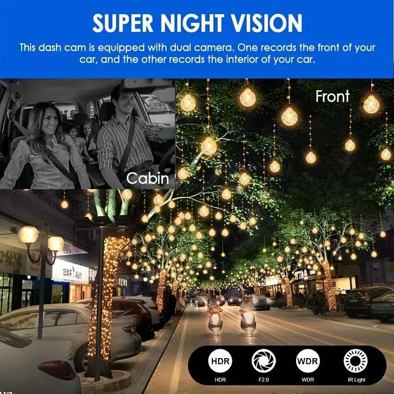 Car DVR Wide-angle 2-record High-definition Night Vision 1080P Driving Recorder Suction Cup 2-lens Car Front and inside Video