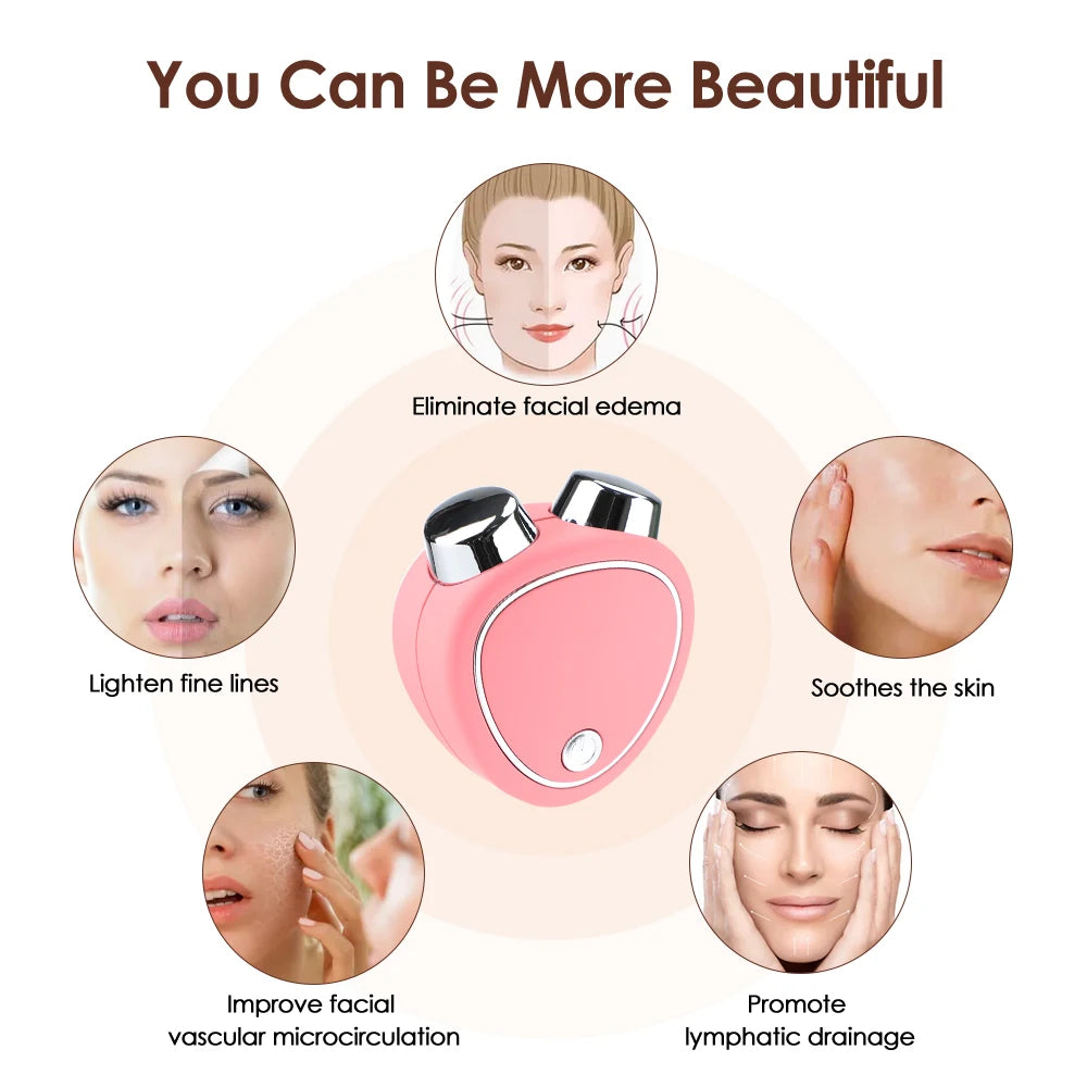 Micro Current Beauty Instrument Mini Portable Rollers Face Slimming Massager EMS Delicate Contour Lifting Firming Facial Skin