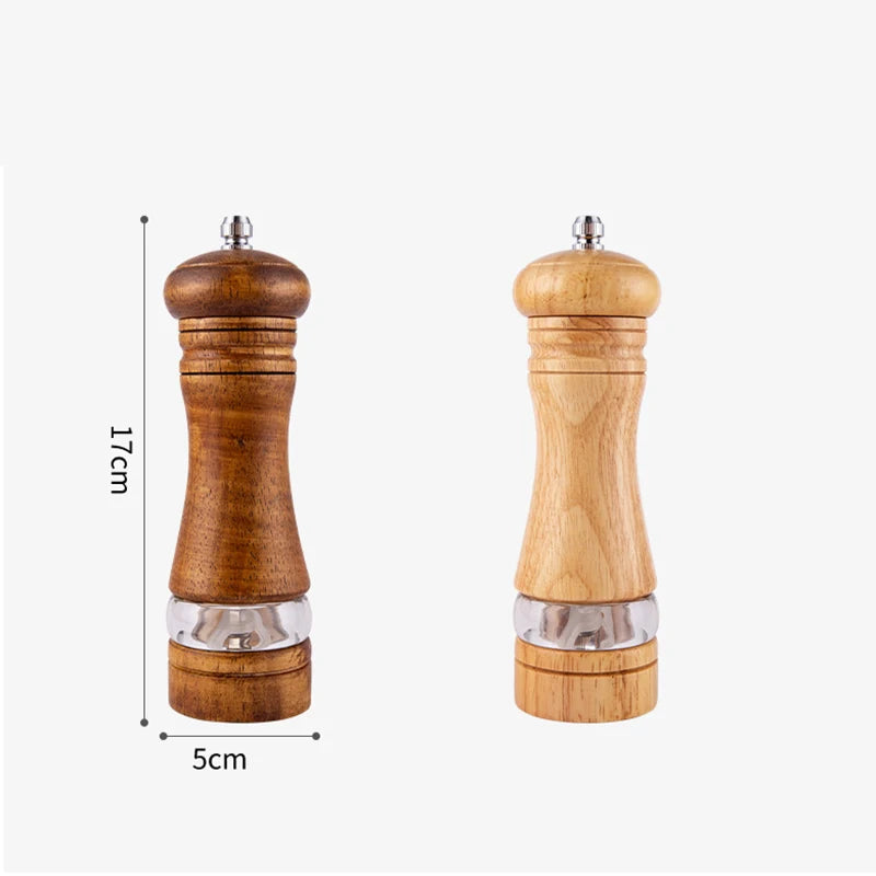 6-inch Manual Pepper Grinder Rubber Wood Acrylic Ceramic Core Freshly Ground Pepper Seasoning Grinding Bottle