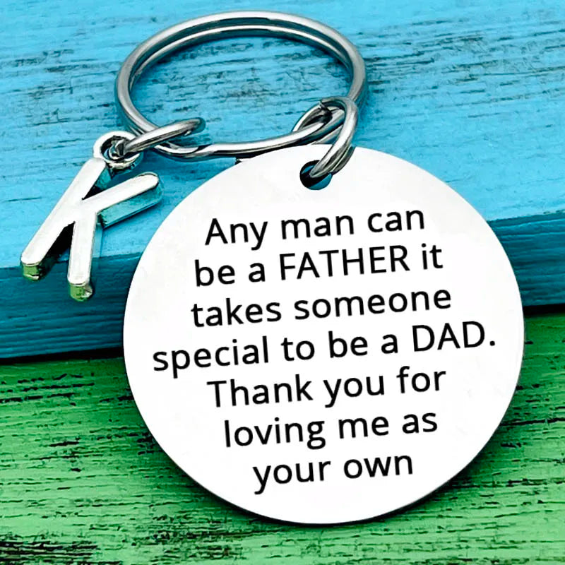 Father Stepdad Papa Keychain Gift, Any Man Can Be A Father Thank You Loving Me Father's Day Daddy Dad Birthday Christmas Gifts