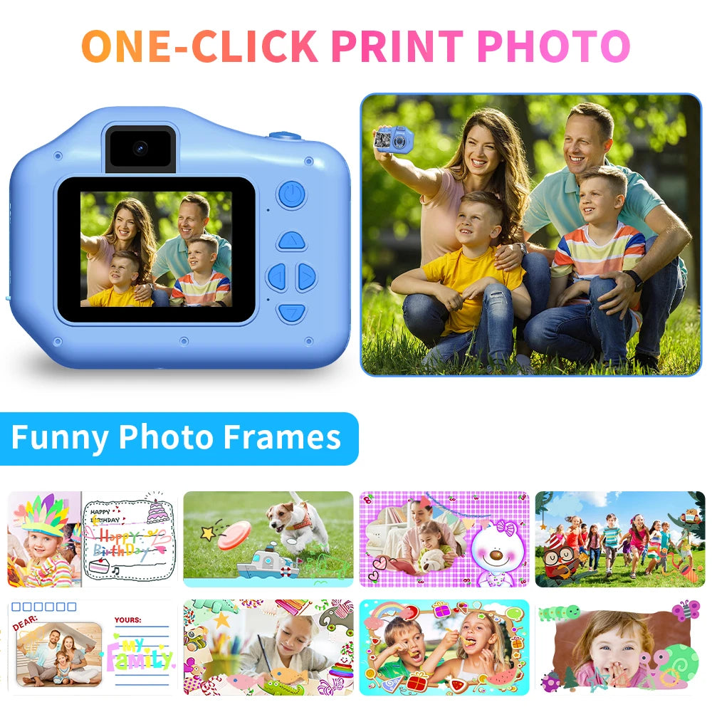 Erchang Children's Instant Print Camera 1080P Selfie Video Child Camera For 4-12 Years Kids Girls Boys Brithday Gift