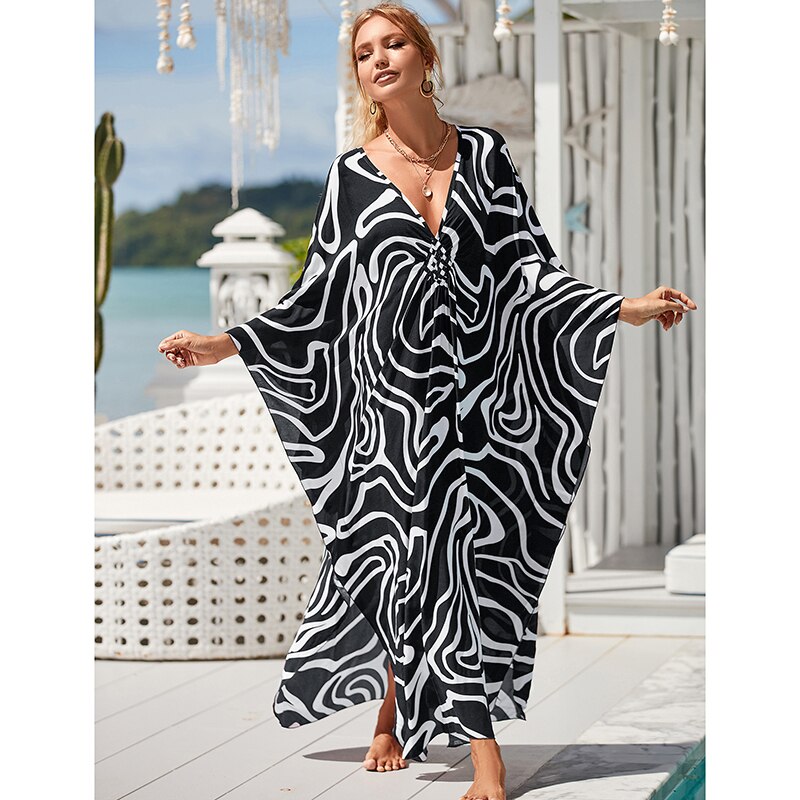 New Cover-up Over size Print Bohemian Maxi Dress Summer Swimsuit Cover Up 2023 Robe De Plage Pareos Long Dress BeachwearTunic - RY MARKET PLACE