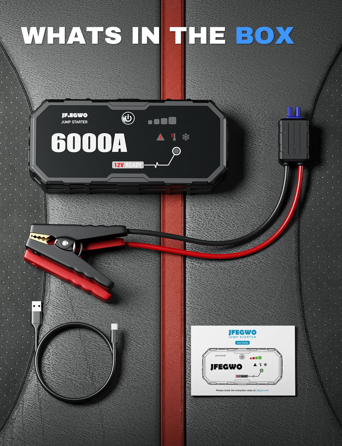 6000A Jump Starter Car Battery Portable Charger Power Bank Car Booster auto 12V Auto Starting Device Emergency Outdoor