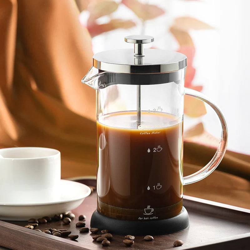 GIANXI French Press Coffee Pot Stainless Steel Glass Coffee Maker Multifunctional Hand Punch Pot Coffee Accessories