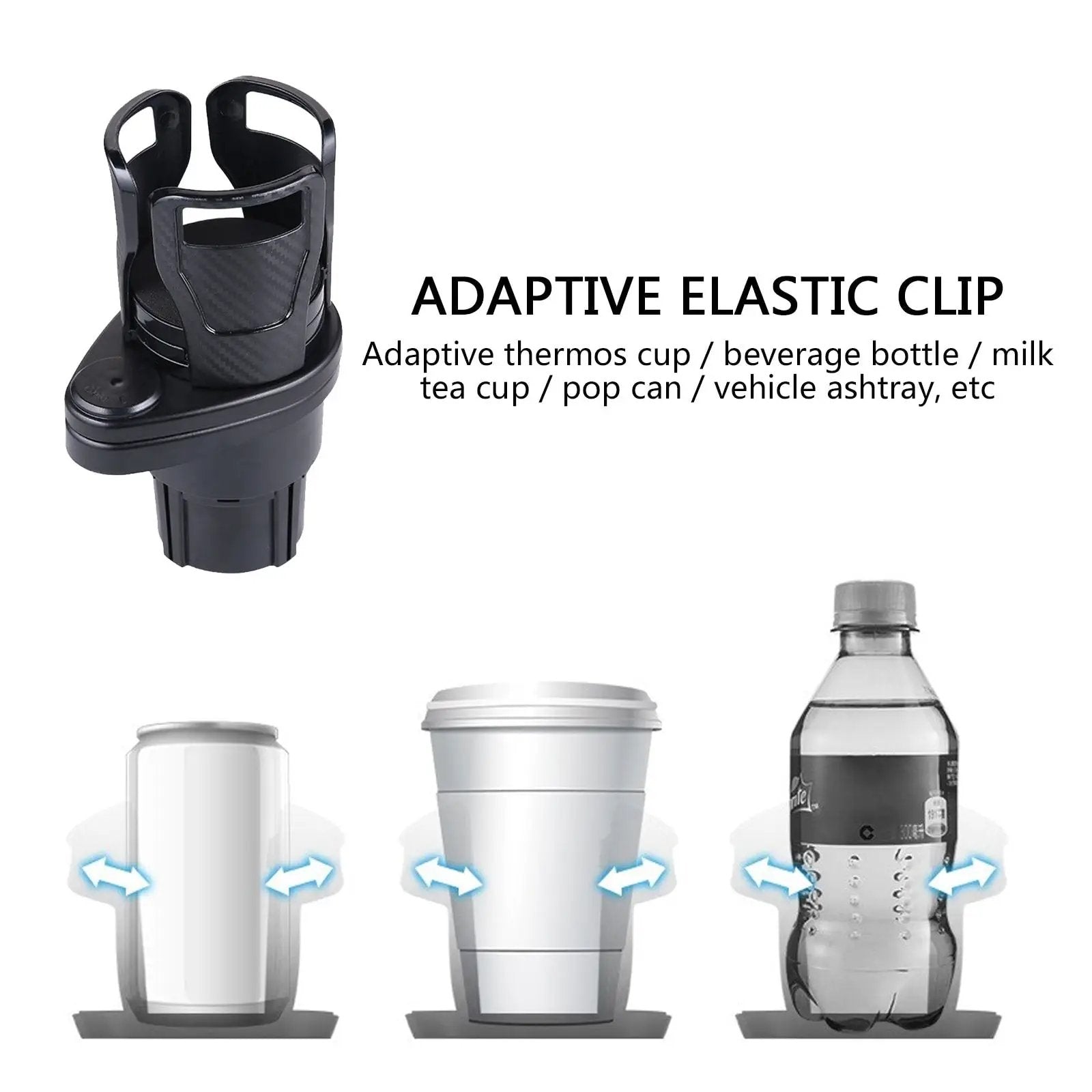 Car Water Cup Holder 2-in-1 Car Multi-function Beverage Holder Carbon Fiber Upgrade Water Cup Holder Base Retractable Rotatable - RY MARKET PLACE