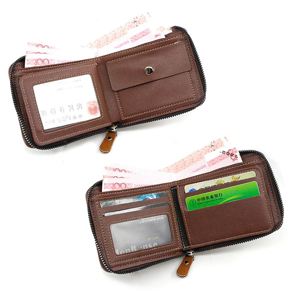 Men Wallet Money Bag PU Wallet Card Holder Hasp Coin Pocket Purse Multi-card Personalized Father's Day Gifts Leather Wallet