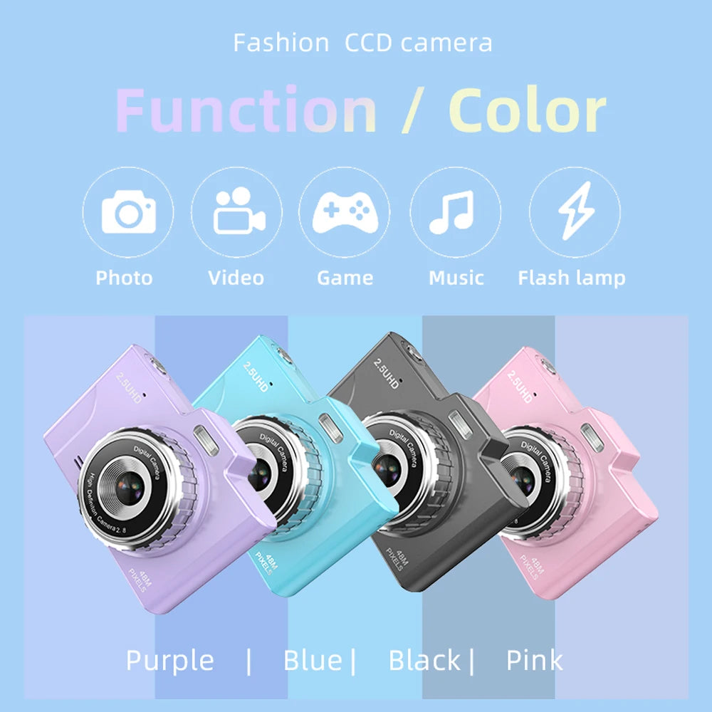 1080P Kids Camera Compact Camera 48MP Dual Lenses 8× Optical Zoom Mini CCD Camera 2.8in TFT Screen Great Gift for Boys Girls Kid