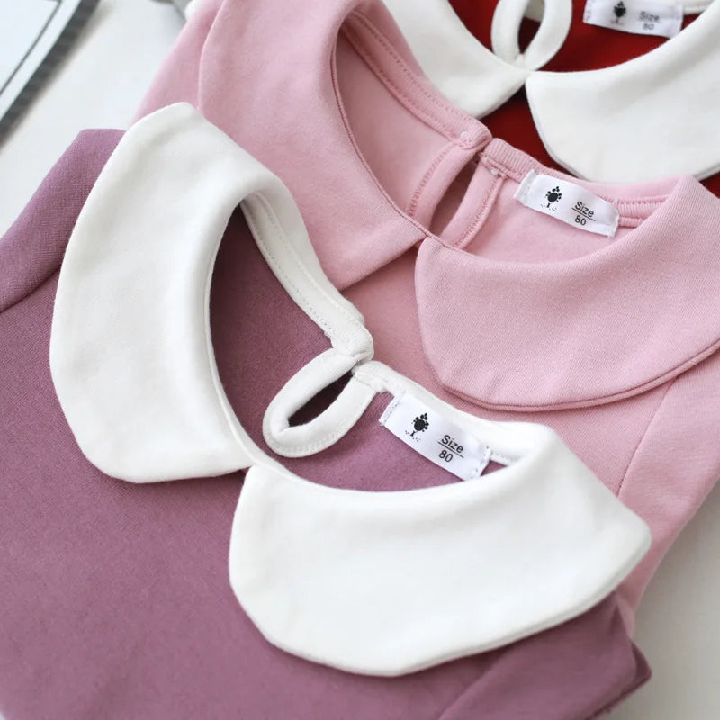 2024 Spring Autumn Children Girl Shirts Cotton Turn Down Collar Baby Girl Undershirt Casual Long Sleeve Young Kid Girl Pullovers