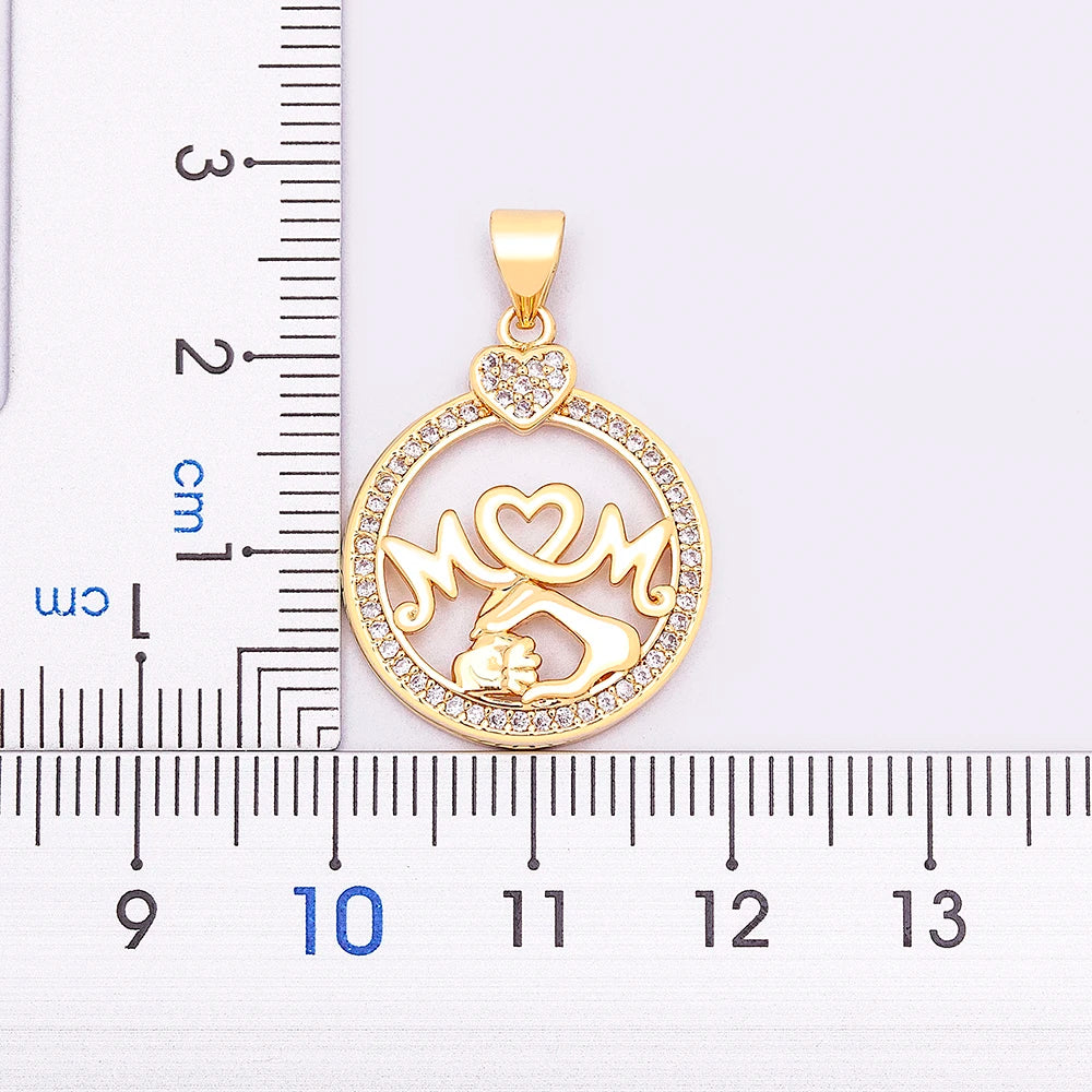 Nidin Classic Fashion Exquisite Mother's Day Gold Color Necklace Mom Letter Love Charms Pendant Chain Neck  Anniversary Jewelry