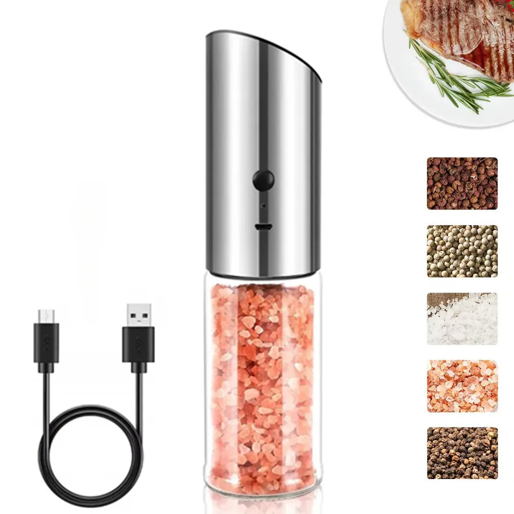 ANYOHOE USB Rechargeable Electric Gravity Salt and Pepper Grinder with Adjustable Coarseness Automatic Pepper and Salt Mill