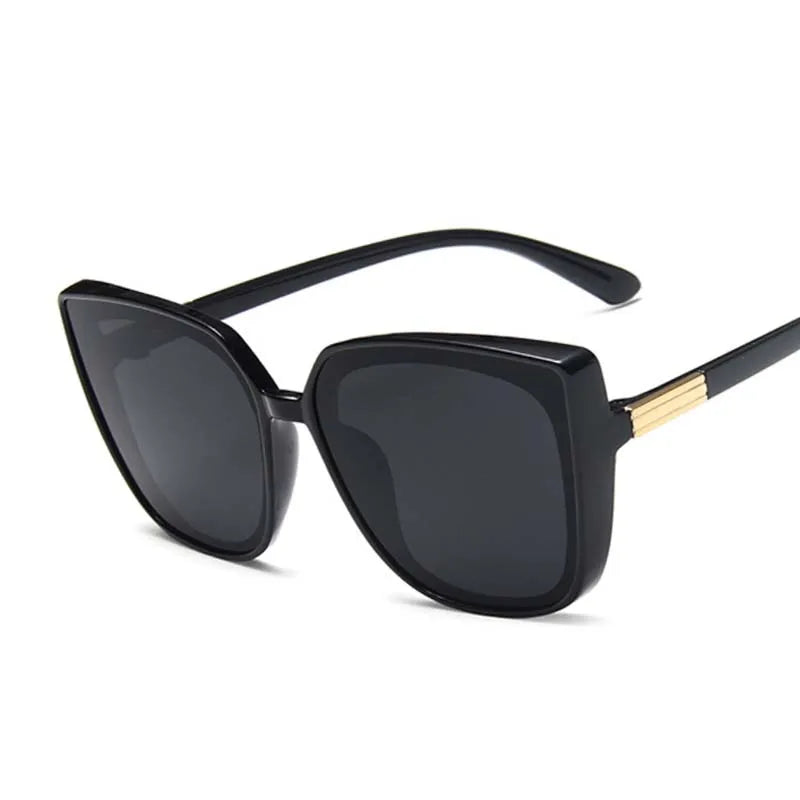 Luxury Brand Designer Cat Eye Sunglasses Woman Vintage Black Mirror Sun Glasses For Fashion Big Frame Cool Sexy Female Oculos