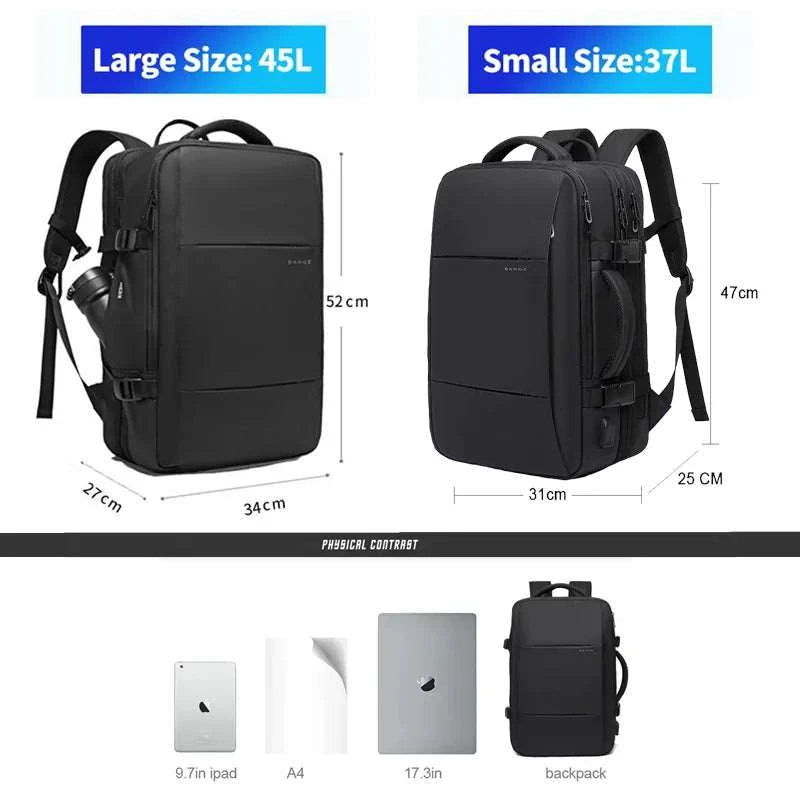 Bange Travel Backpack Waterproof Laptop Business School Men Expandable BANGE Travel Backpack Men Business Backpack School Expandable USB Bag Large Capacity 17.3 Laptop Waterproof Fashion Backpack