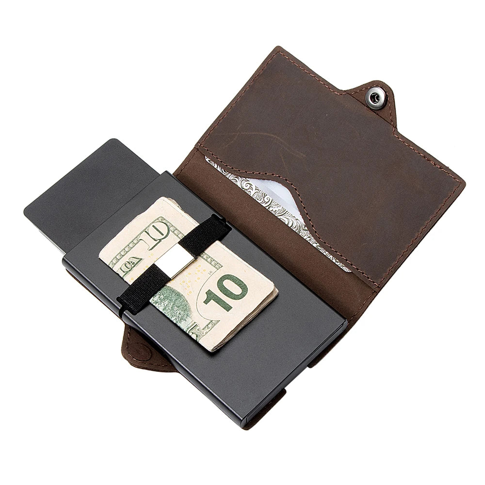 CASEKEY Dropshipping Men Genuine Leather Wallet Mini Small Multifunction Wallets Multi Card Holder Coin Bag Father's Day Gift