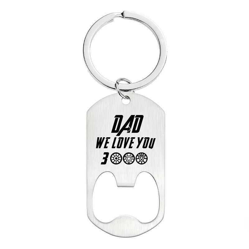 Keychain Bottle Opener Family Father's Day Gift Relatives Couple Friends Gift Lettering Metal Keychain