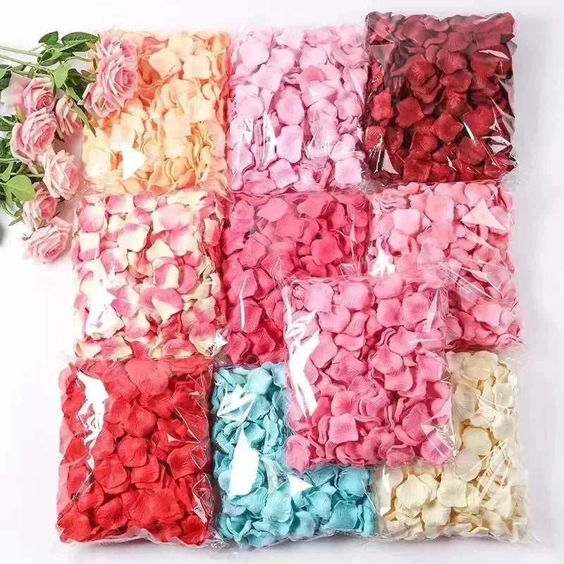 100-2000Pcs Artificial Fake Rose Petals Colorful Red White Gold Roses Petal Flowers for Romantic Wedding Party Favors Decoration