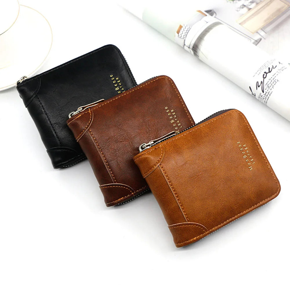 Fashion PU Leather Short Wallet Card Holder Men Wallet Money Bag Coin Pocket Purse Multi-card Personalized Father's Day Gift