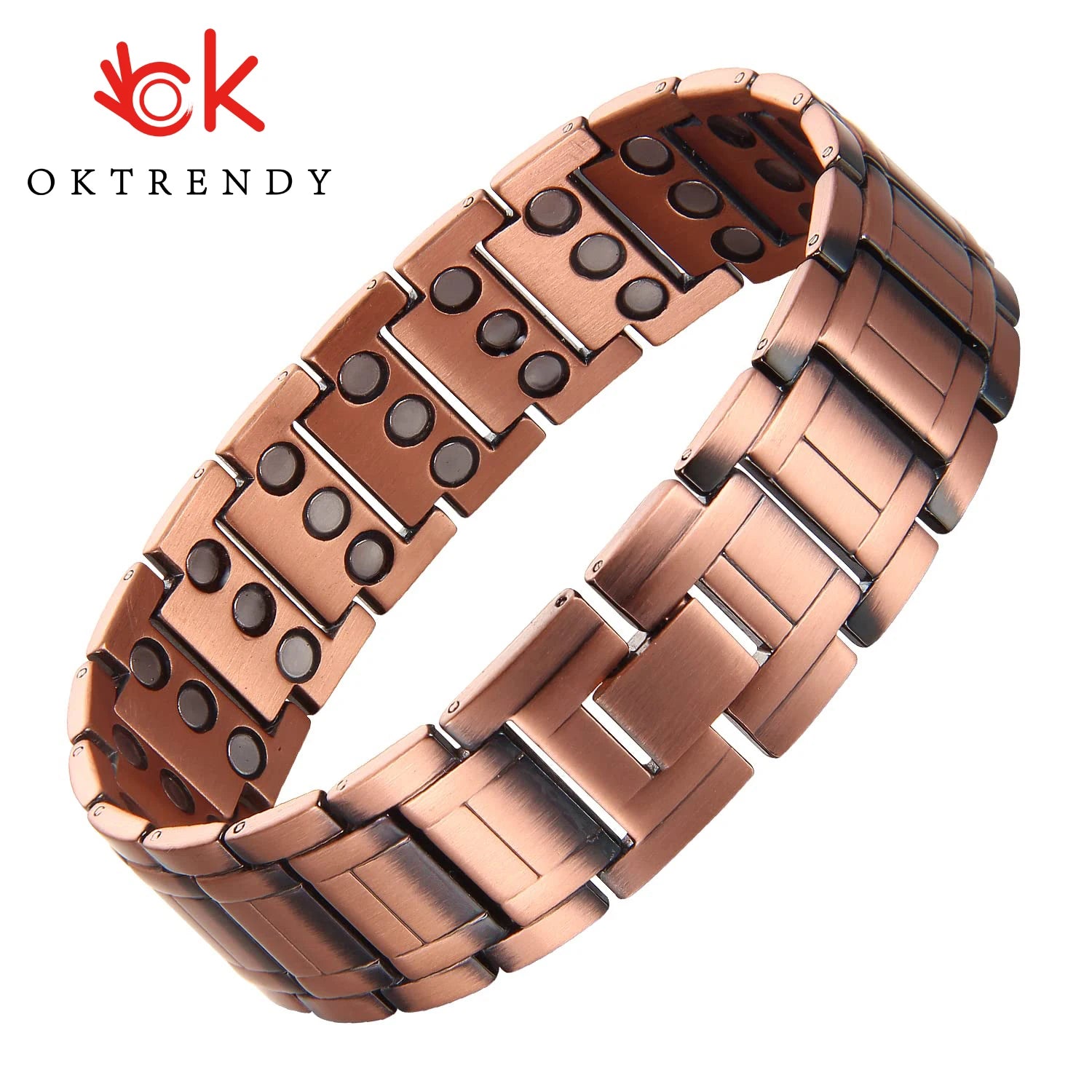 3X Strength Copper Bracelets for Men Pure Copper Magnetic Bracelet with 3 Row Neodymium Magnets Adjustable Length Gifts for Men